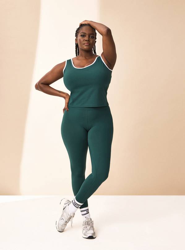 REAKTIV Forest Green Soft Touch Yoga Built In Support Co-ord Vest S